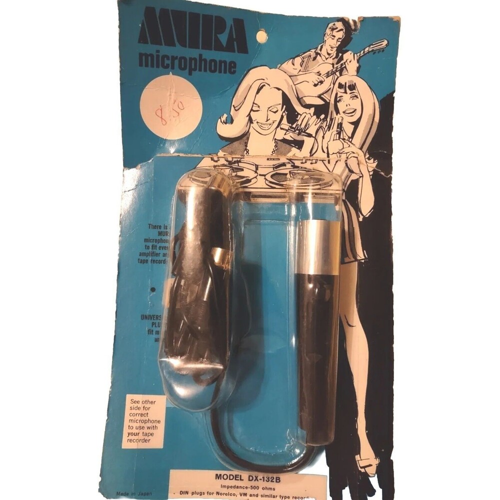 Vintage Mura DX-132b 500 Ohms Dynamic Microphone In Original Package